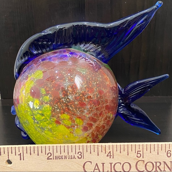 Vintage Rare Murano Glass SIGNED Puffer Fish Silver Speckled Art Glass Sculpture - Picture 6 of 15